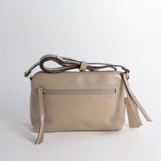 Bolsa Crossbody em Couro Bege
