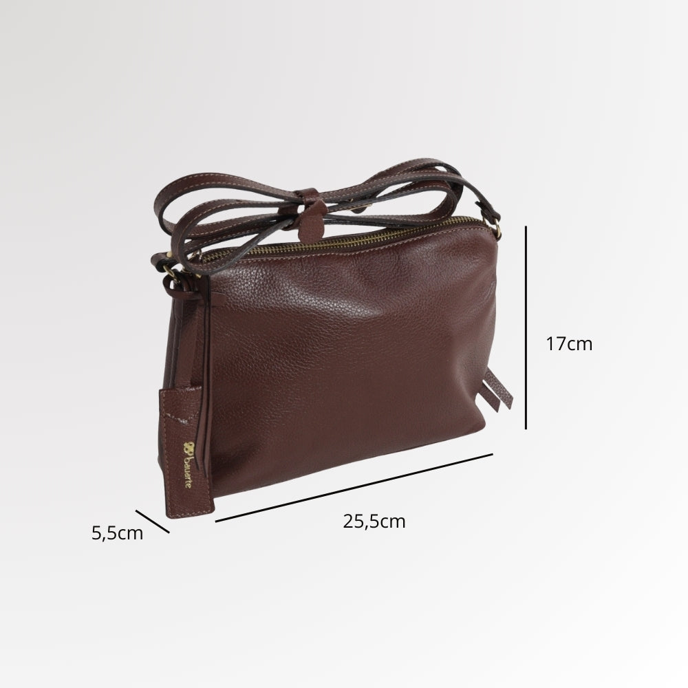 Bolsa Crossbody em Couro Marrom