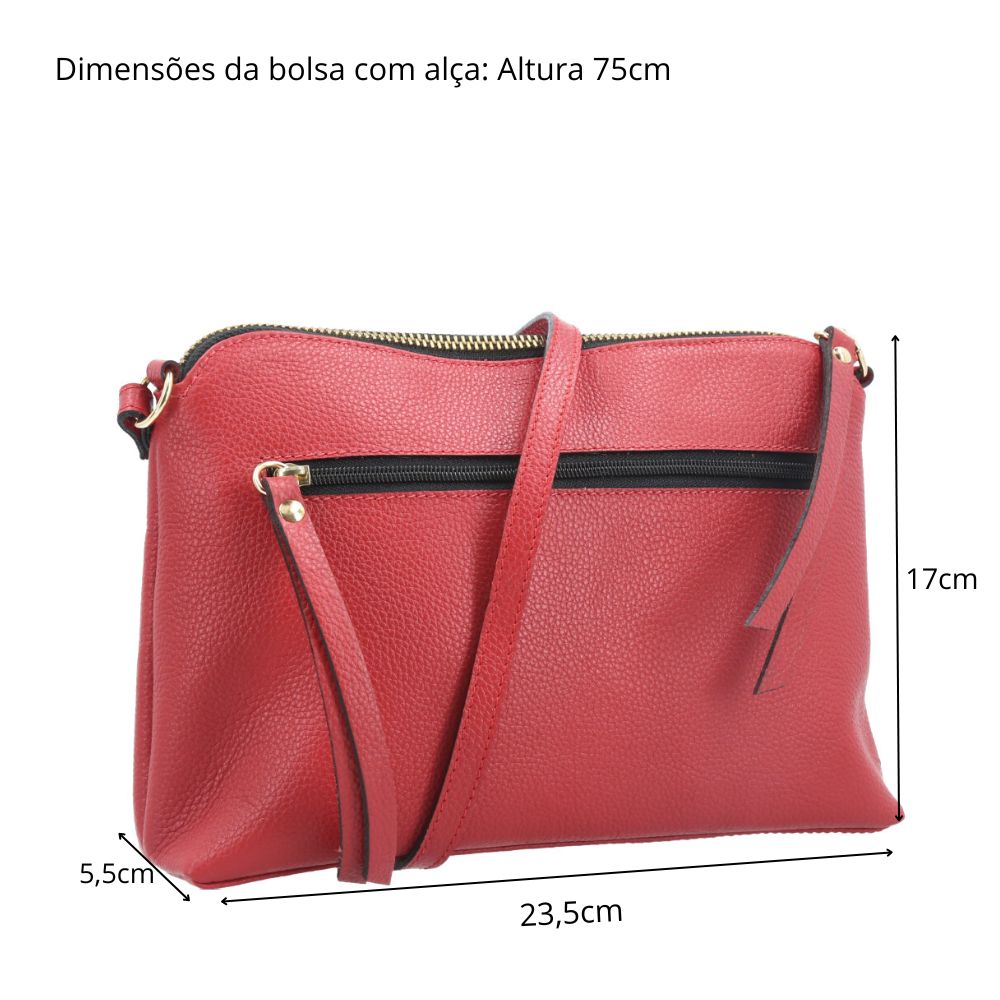 Bolsa Crossbody em Couro Vermelho