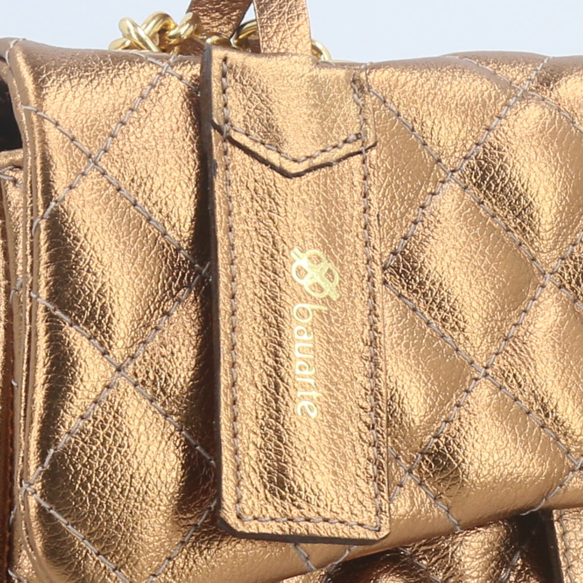 Bolsa de Couro Metalizada Feminina Matelassê Ouro velho