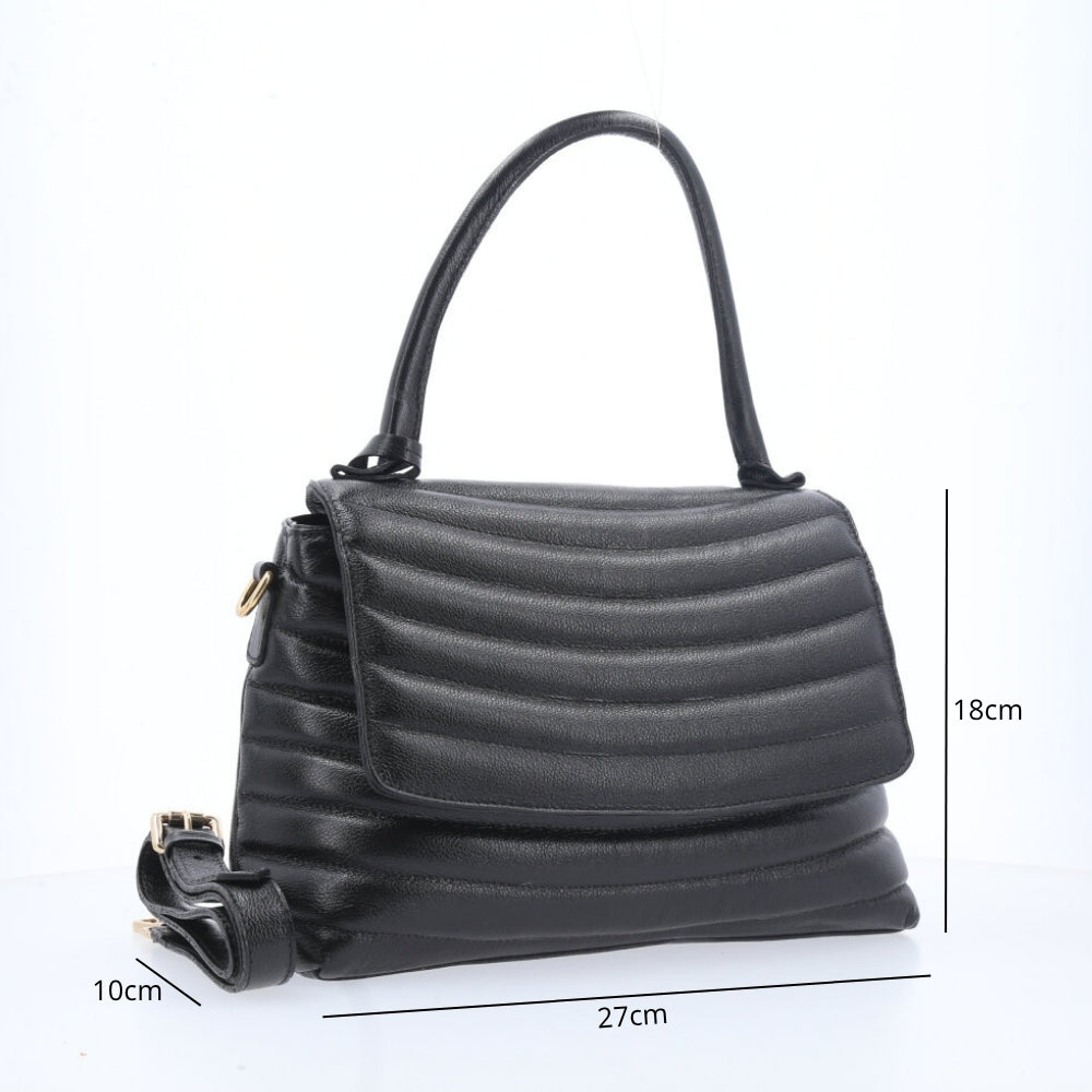 Bolsa Feminina de Couro Matelasse com alça Fixa Preto