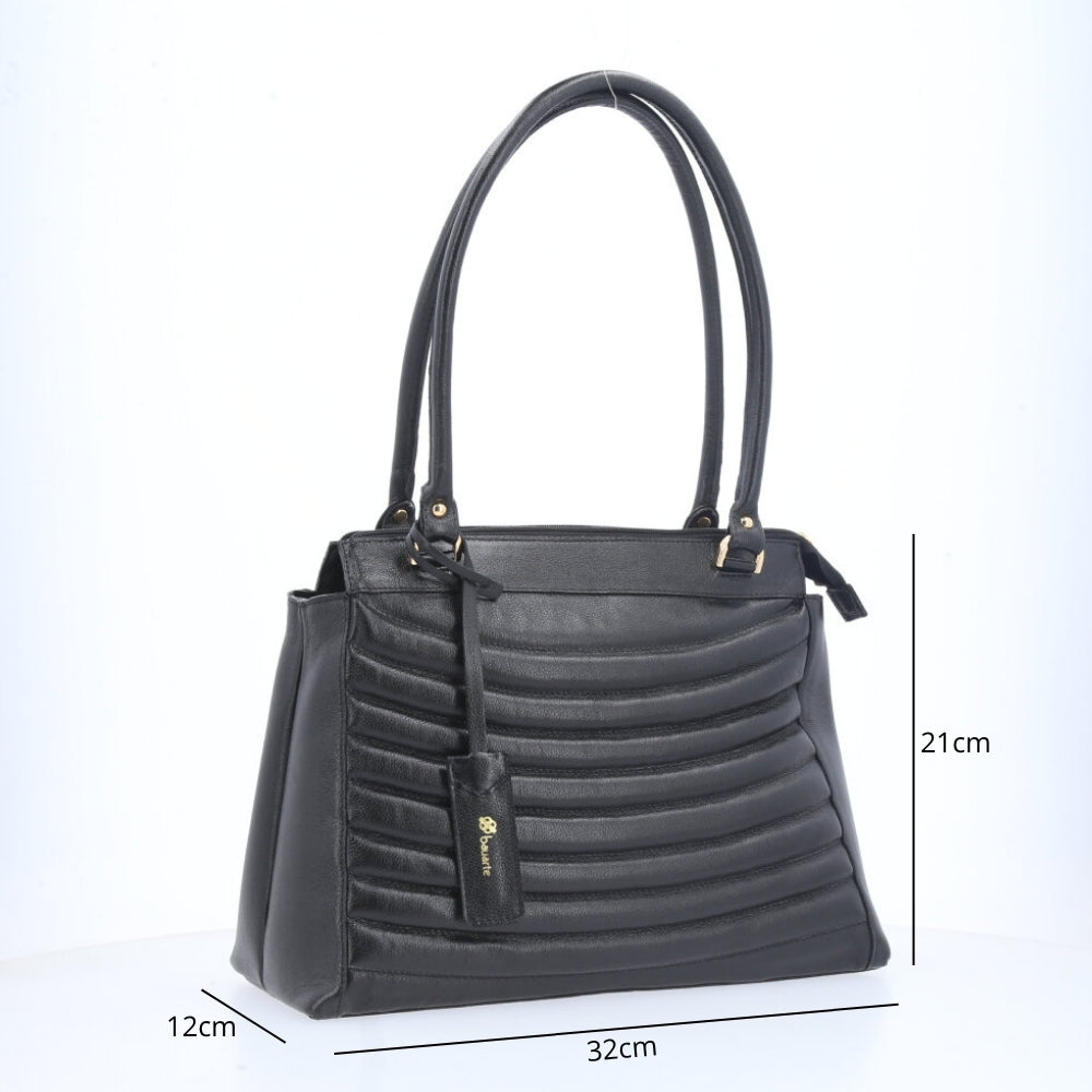 Bolsa de Ombro em Couro Matelassê Preto