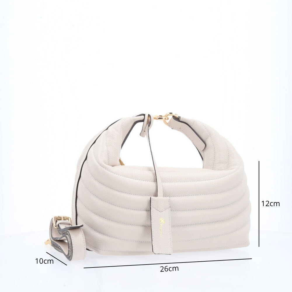 Bolsa Feminina Couro Matelasse Alça Removível Marfim