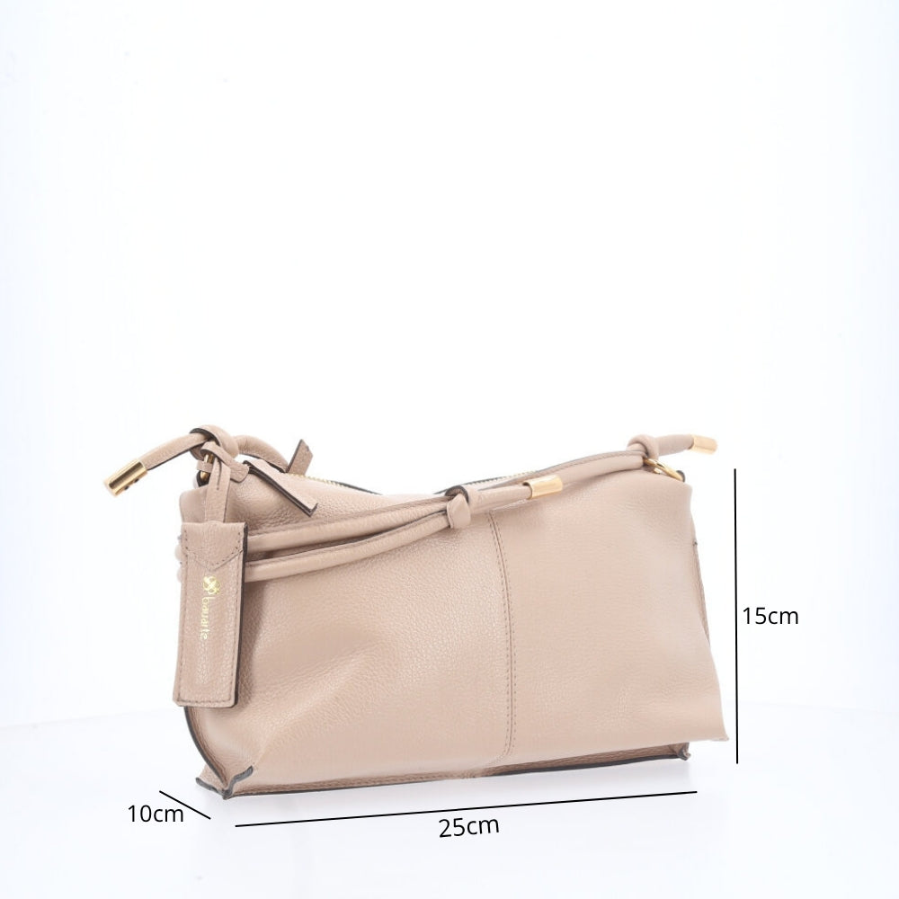 Bolsa Transversal Feminina em Couro Bege