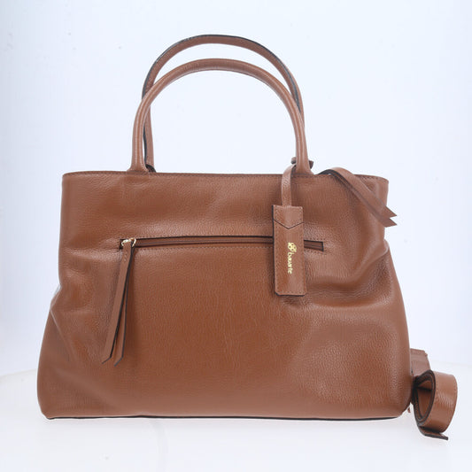 Bolsa Tote em Couro com Alça Dupla Removível Caramelo