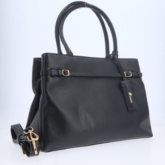 Bolsa Tote em Couro com Alça Dupla Removível Preto