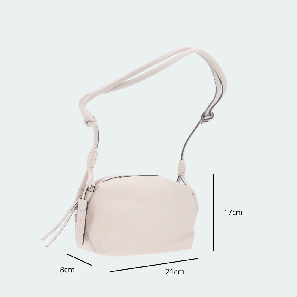 Bolsa Feminina em Couro com Alça Fixa Marfim
