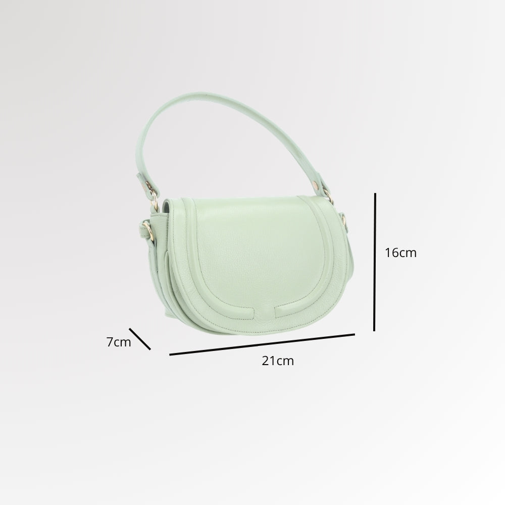 Bolsa Estilo Meia Lua em Couro com Duas Opções de Alça Verde claro