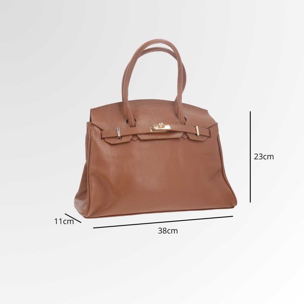 Bolsa Feminina Estruturada em Couro Caramelo