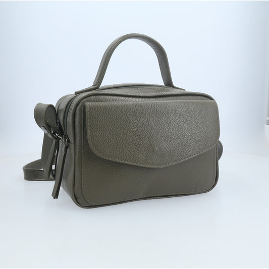 Bolsa Baú em Couro Legitimo com Alça Dupla Removível Verde escuro