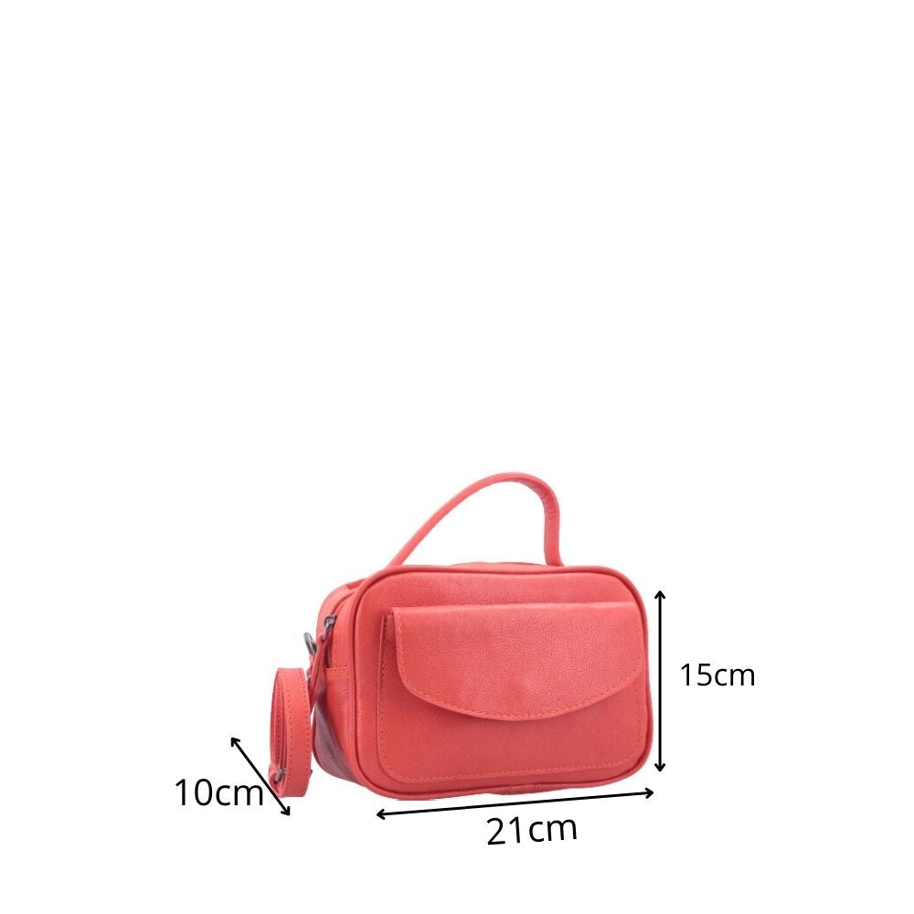 Bolsa Baú Mini em Couro com Alça Transversal Removível Laranja