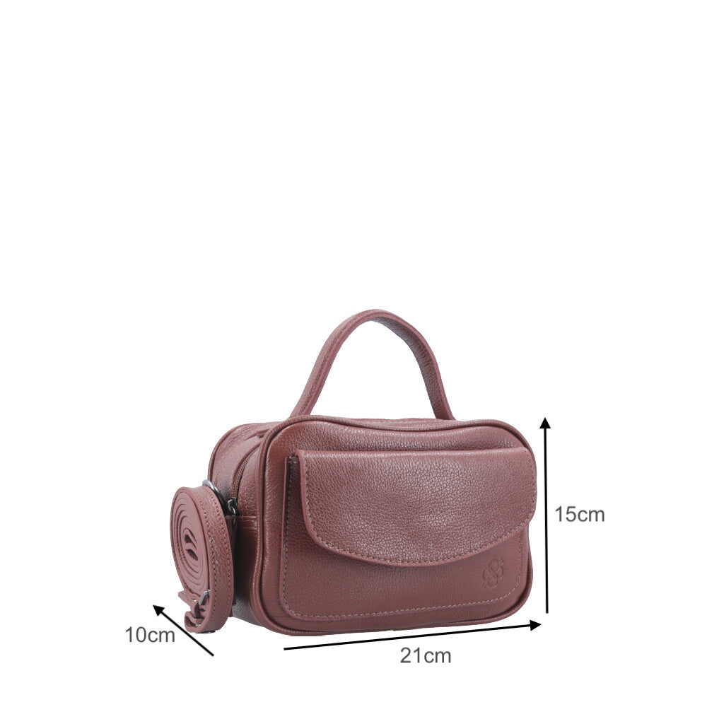 Bolsa Baú Mini em Couro com Alça Transversal Removível Marrom
