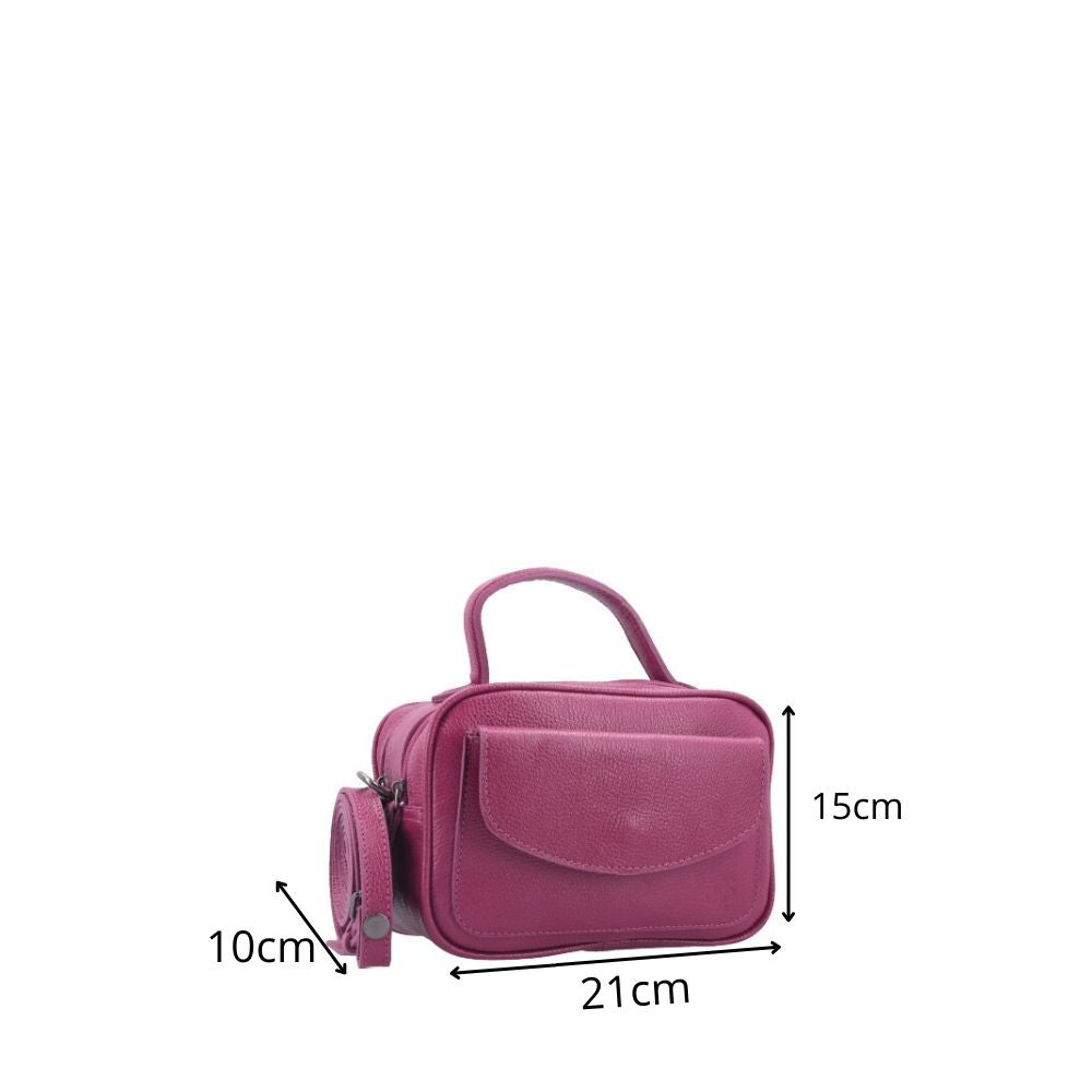 Bolsa Baú Mini em Couro com Alça Transversal Removível Pink
