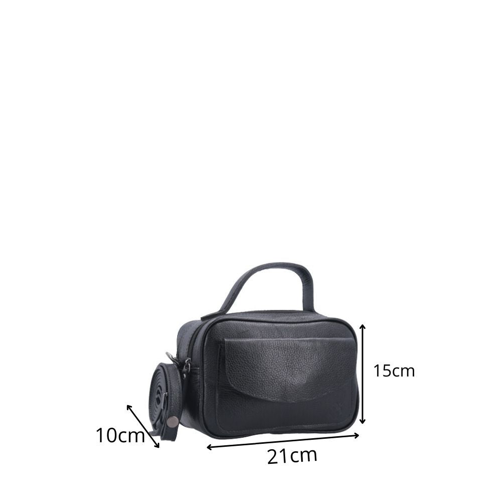 Bolsa Baú Mini em Couro com Alça Transversal Removível Preto