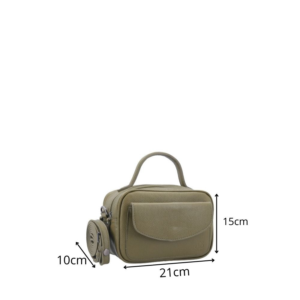 Bolsa Baú Mini em Couro com Alça Transversal Removível Verde