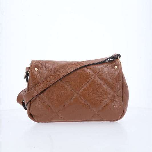 Bolsa Tiracolo Feminina de Couro Matelassê Alça Transversal Caramelo
