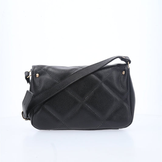 Bolsa Tiracolo Feminina de Couro Matelassê Alça Transversal Preto