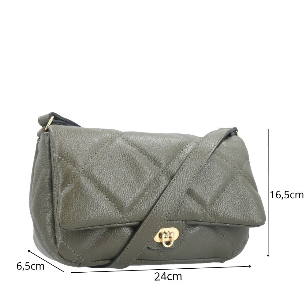 Bolsa Tiracolo Feminina de Couro Matelassê Alça Transversal Verde