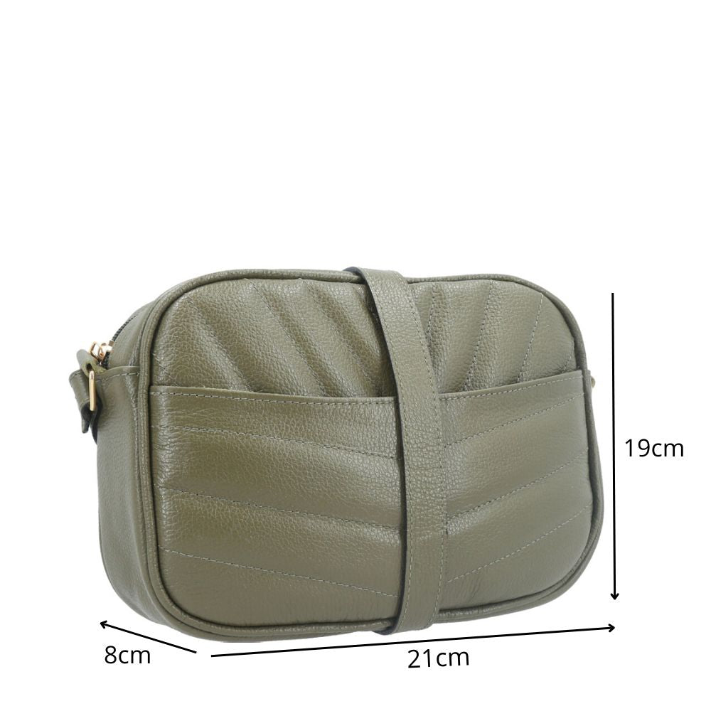 Bolsa Tiracolo Pequena em Couro Matelassê Verde escuro