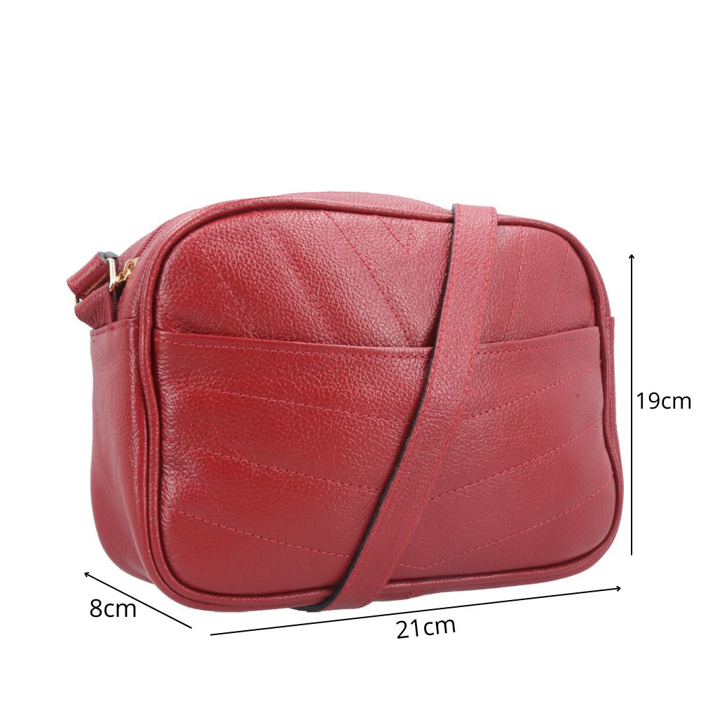 Bolsa Tiracolo Pequena em Couro Matelassê Vermelho