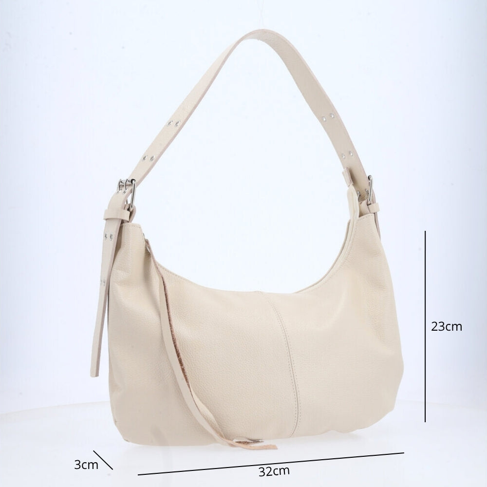 Bolsa Feminina Shoulder em Couro Marfim