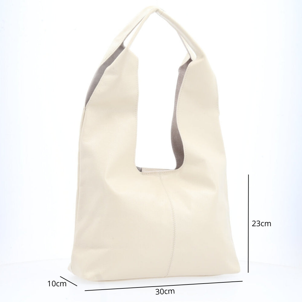 Bolsa Ombro Feminina em Couro Legítimo Marfim