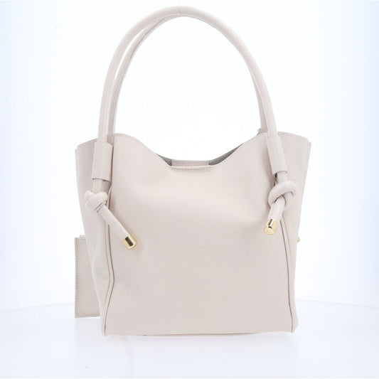 Bolsa de Couro com Alça de Nó Marfim