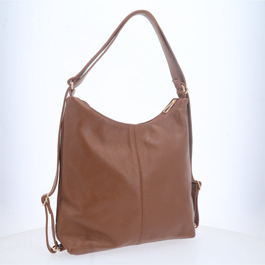 Bolsa de Couro Multifuncional que Converte em Mochila Caramelo