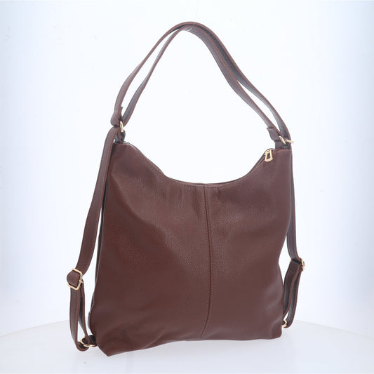 Bolsa de Couro Multifuncional que Converte em Mochila Marrom