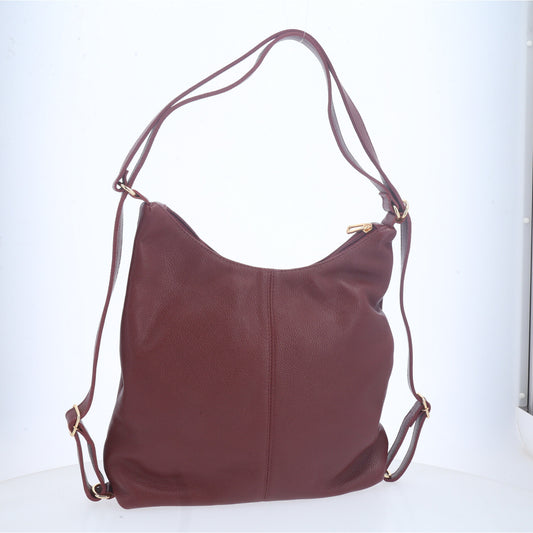 Bolsa de Couro Multifuncional que Converte em Mochila Vinho