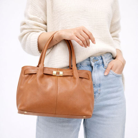 Bolsa Tote Feminina em Couro Caramelo