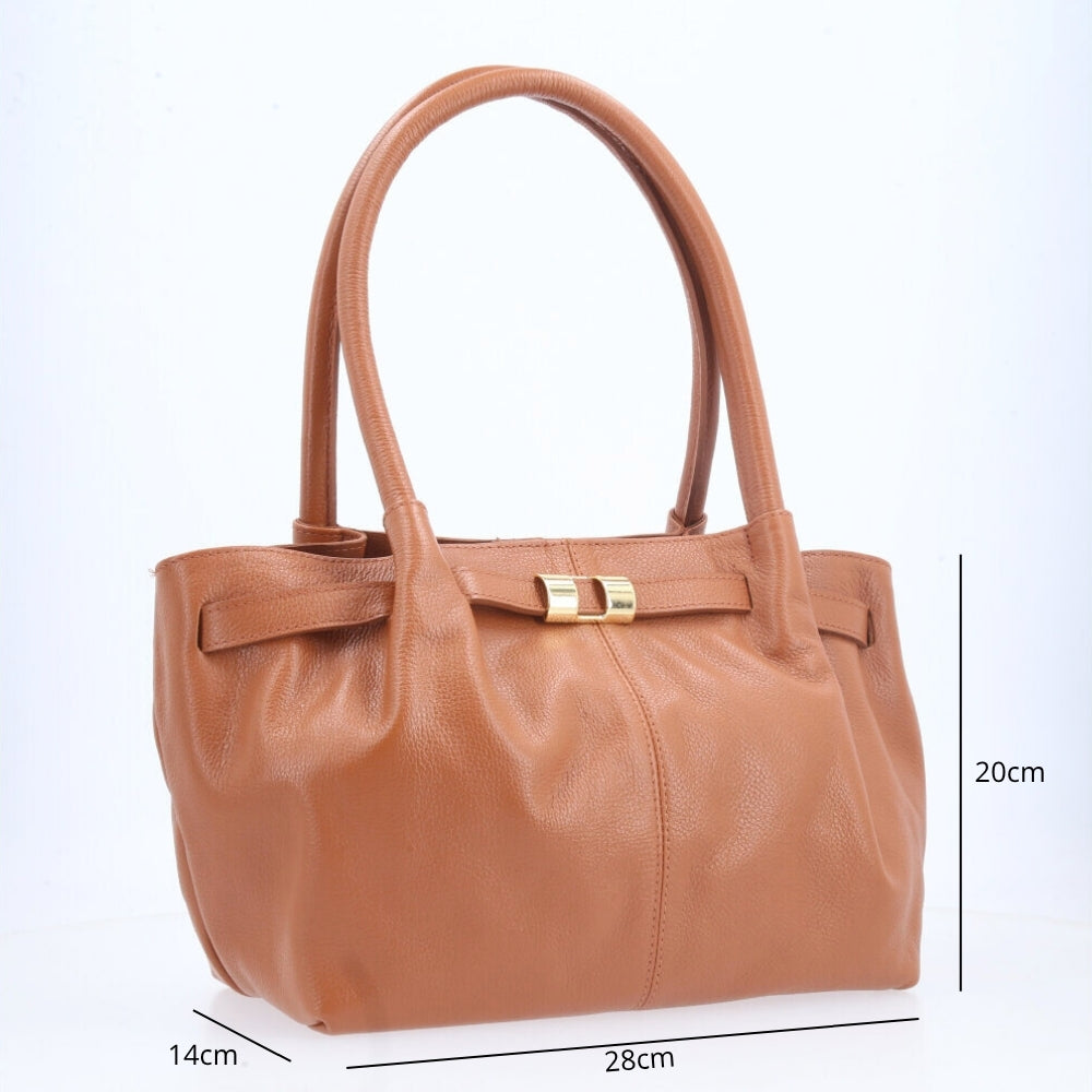 Bolsa Tote Feminina em Couro Caramelo