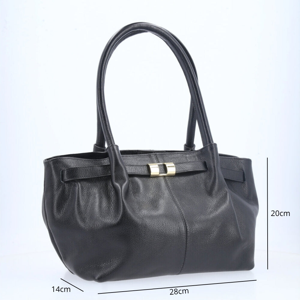 Bolsa Tote Feminina em Couro Preto