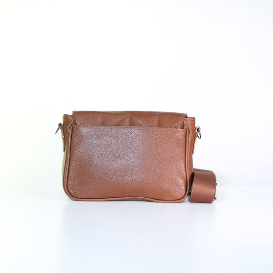Bolsa Crossbody Feminina em Couro Matelassê Caramelo