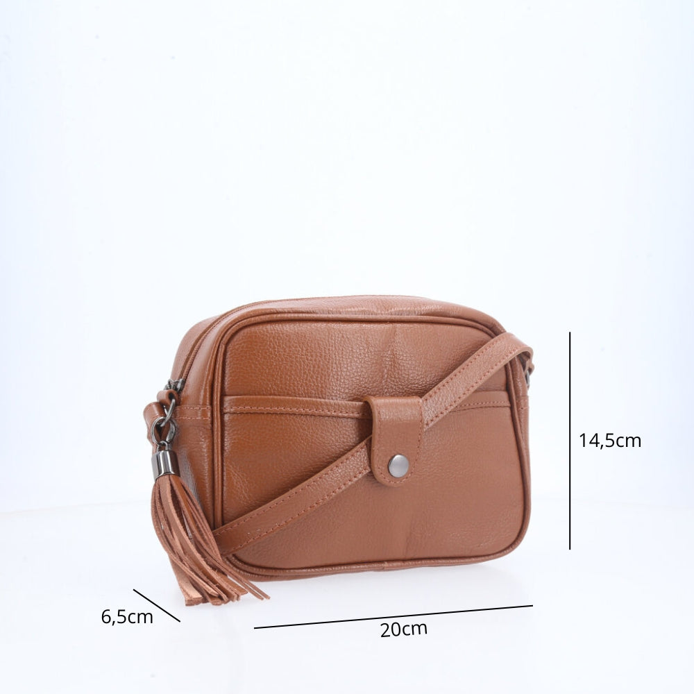 Bolsa Feminina Transversal em Couro Caramelo