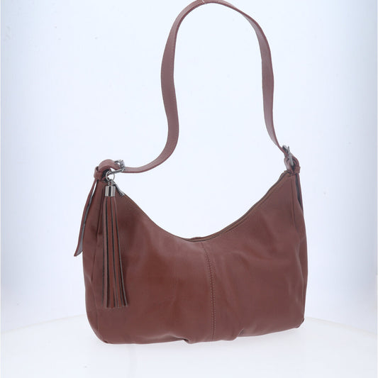 Bolsa Feminina de Couro Legítimo Transversal com Alça Média Marrom