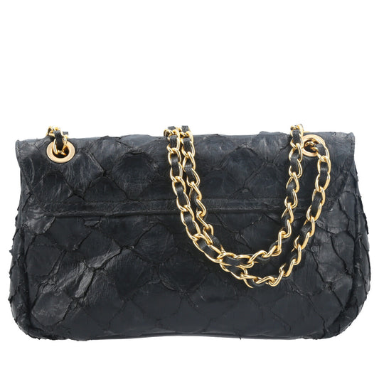 Bolsa de Ombro em Couro Legítimo de Pirarucu Preto