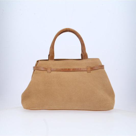 Bolsa Feminina Shoulder Bag em Couro Camurça Bauarte Bege escuro