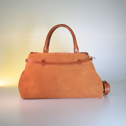 Bolsa Feminina Shoulder Bag em Couro Camurça Bauarte Caramelo
