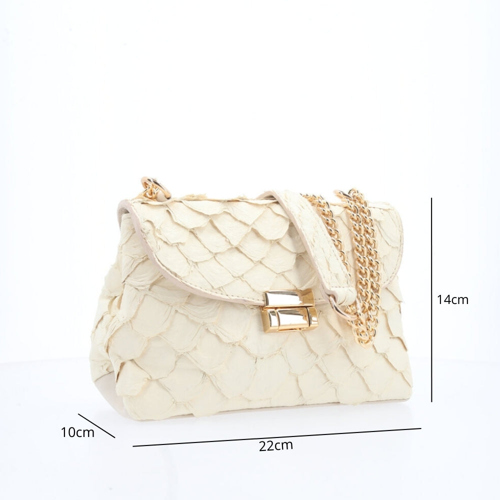 Bolsa de Couro Pirarucu Marfim