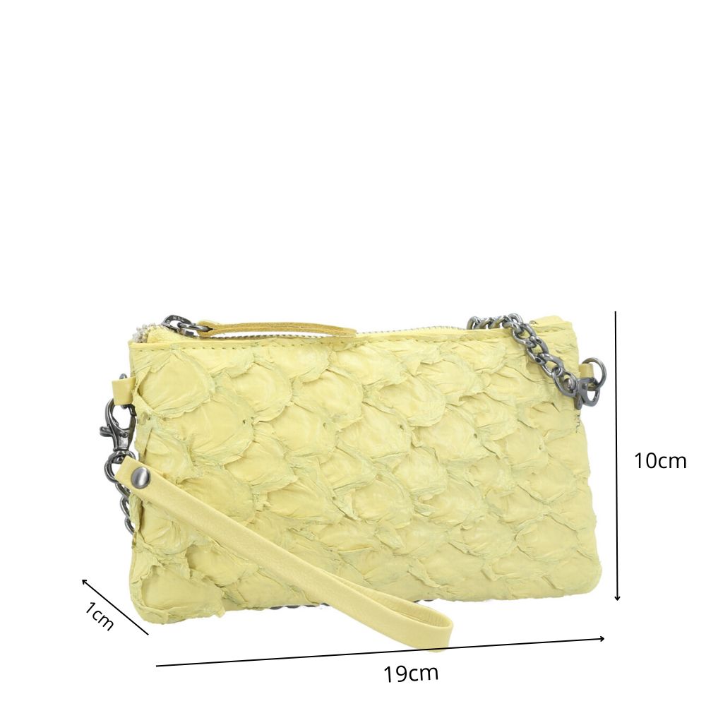 Bolsa Pequena em Couro Legítimo de Pirarucu Amarelo