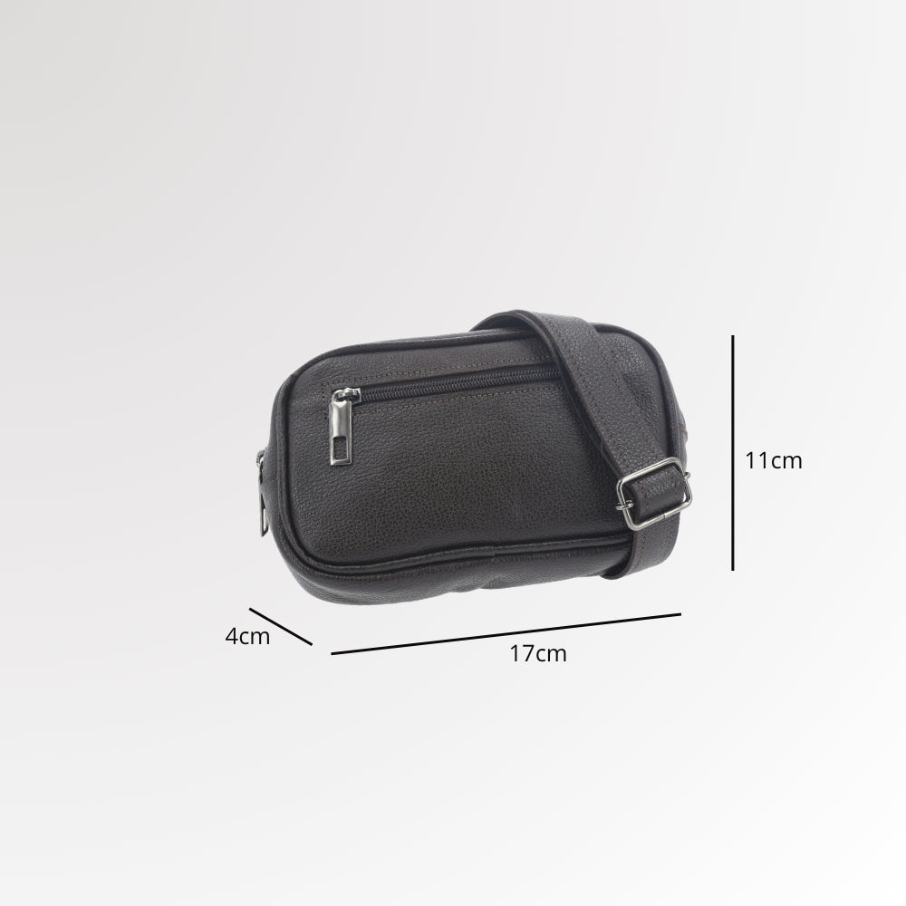Bolsa Estilo Shoulder Bag Masculina em Couro Preto
