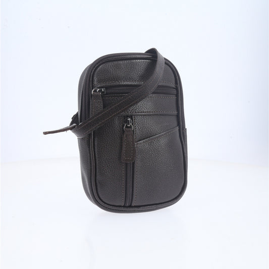 Bolsa Shoulder Bag Masculina em Couro Legítimo Marrom