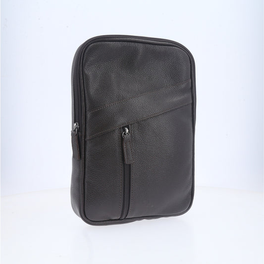 Pochete Impermeável Bag Masculina em Couro Legítimo Marrom