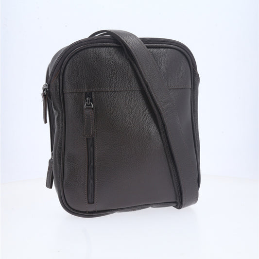 Bolsa Shoulder Bag Masculina em Couro Legitimo Marrom
