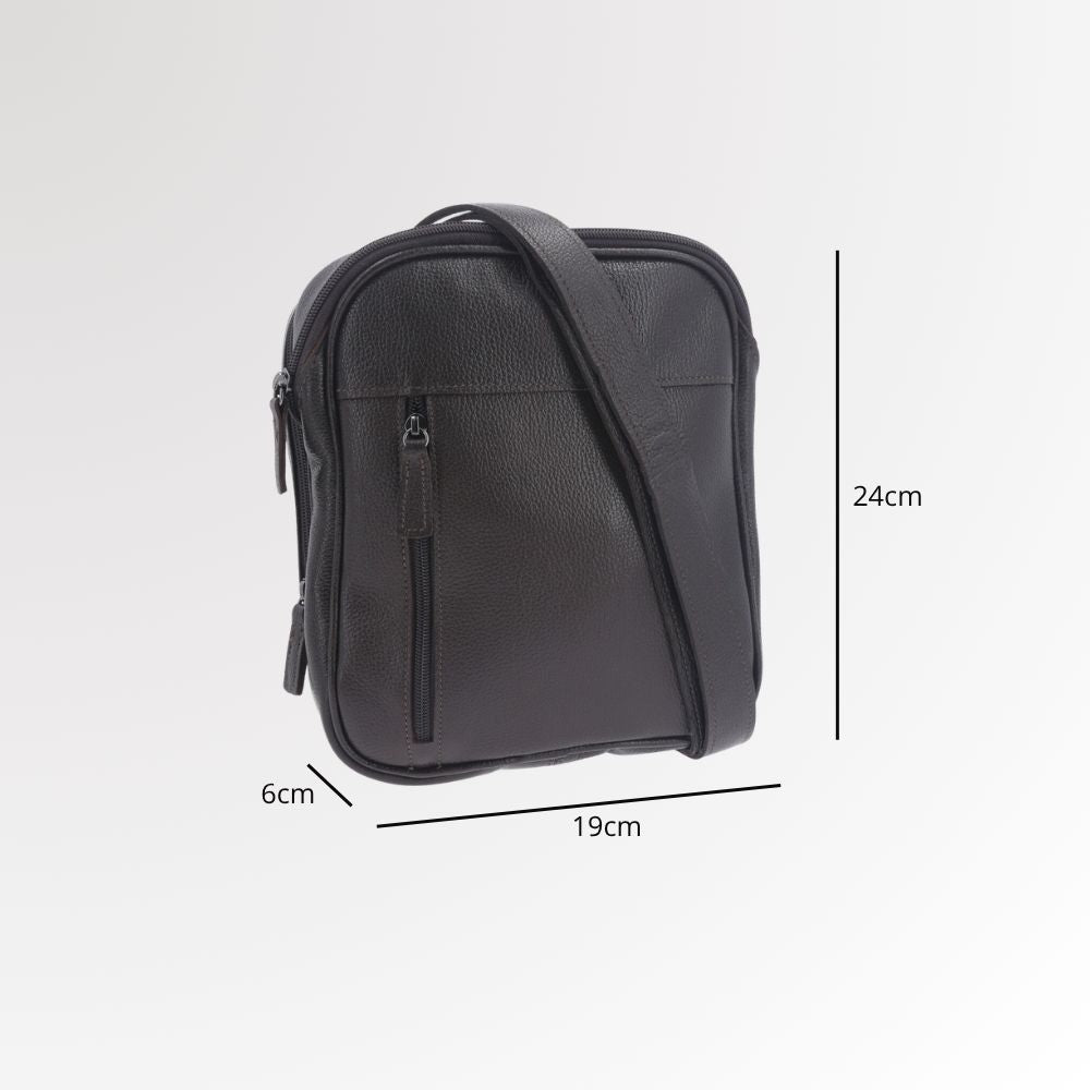 Bolsa Shoulder Bag Masculina em Couro Legitimo Marrom
