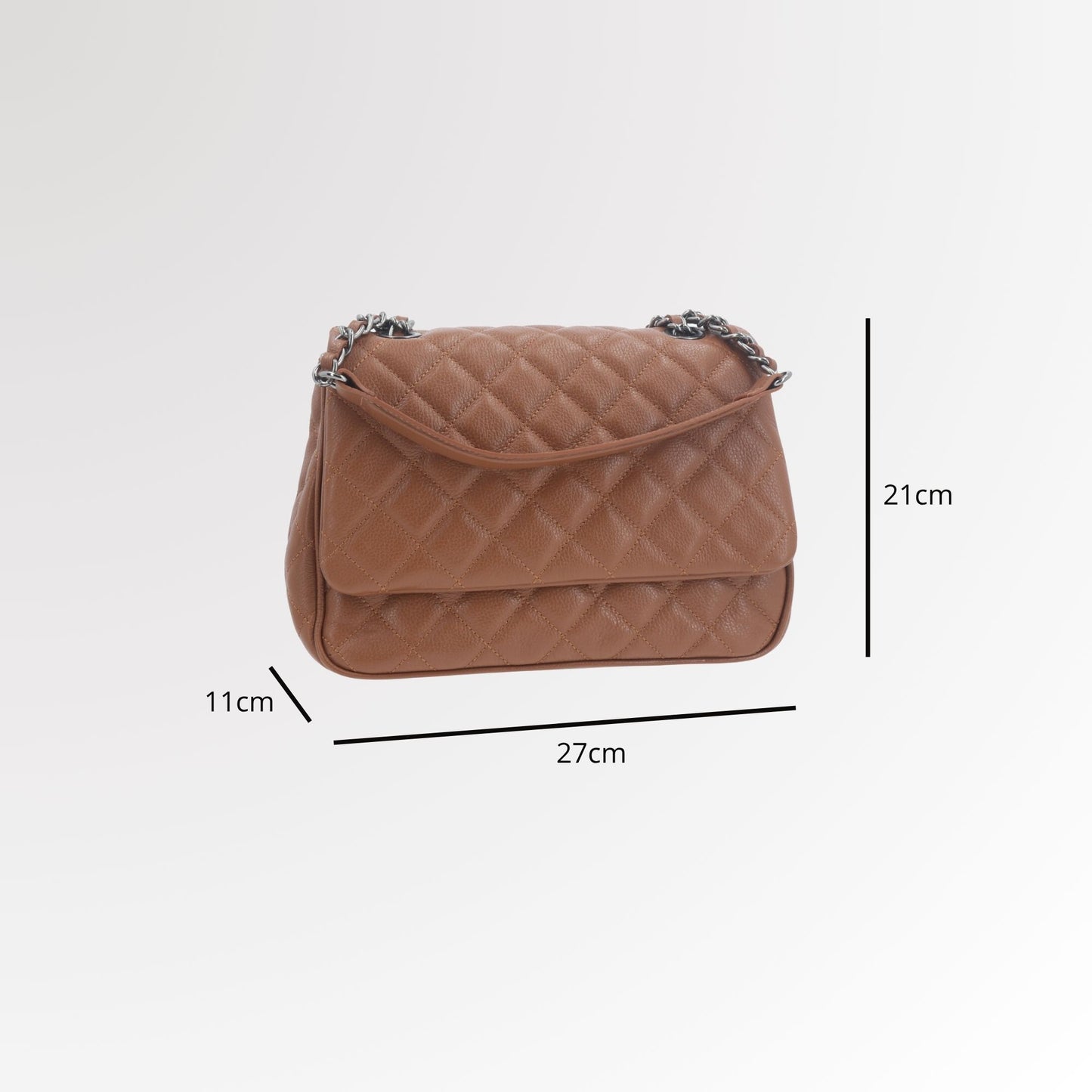 Bolsa de Couro em Design Matelassê com Alça de Corrente Caramelo