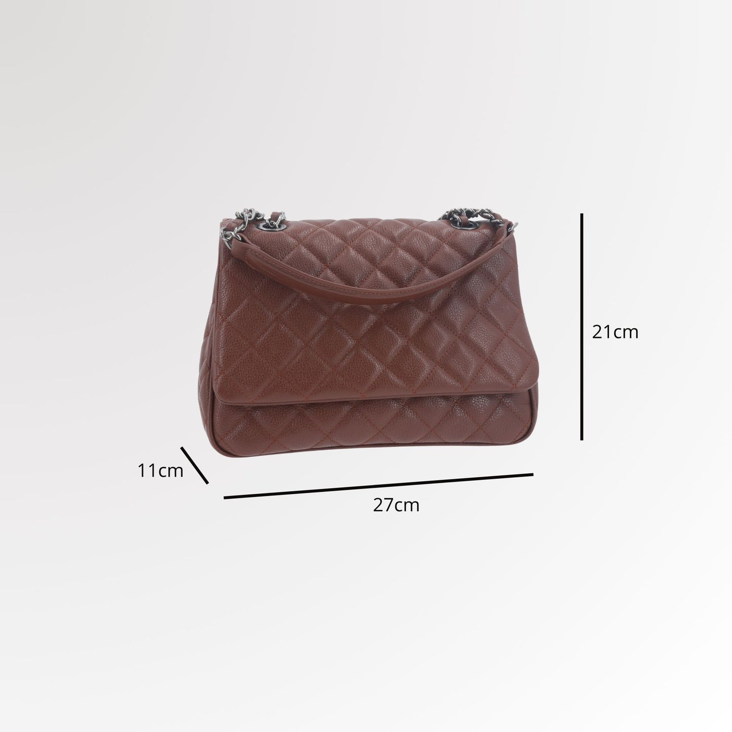 Bolsa de Couro em Design Matelassê com Alça de Corrente Marrom