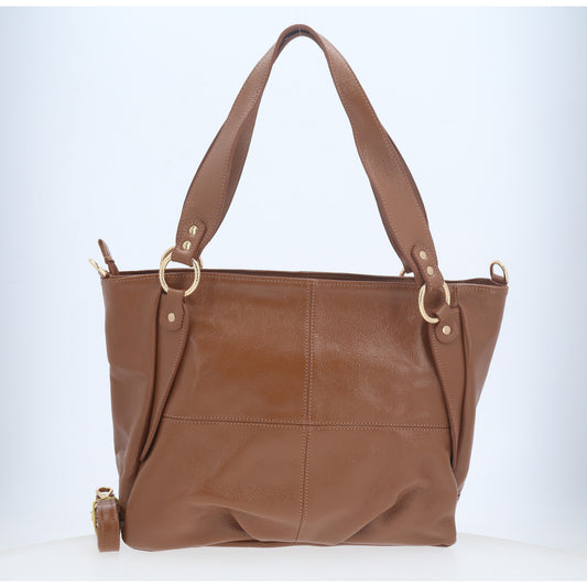 Bolsa de Ombro em Couro com Design Clássico Caramelo