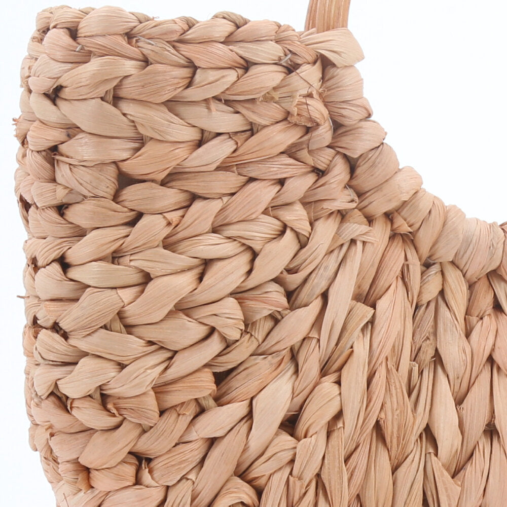 Bolsa de Palha Feminina com Alça de Madeira Bege